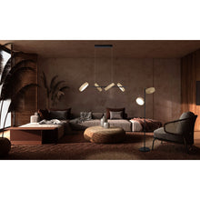 Afbeelding in Gallery-weergave laden, LED Hanglamp "Tessa" Almond – H 150 cm, L 110 cm – Metaal in Frosted Almond (Pantone 481 C) met zwart en wit kunststof