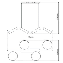 Afbeelding in Gallery-weergave laden, LED Hanglamp "Tessa" Almond – H 150 cm, L 110 cm – Metaal in Frosted Almond (Pantone 481 C) met zwart en wit kunststof