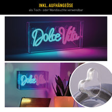 Afbeelding in Gallery-weergave laden, LED Decoratief Letterlicht "Dolce Vita" – 30 x 15 cm – Blauw en Magentarood – Voor Binnengebruik