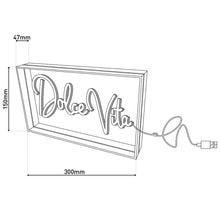 Afbeelding in Gallery-weergave laden, LED Decoratief Letterlicht "Dolce Vita" – 30 x 15 cm – Blauw en Magentarood – Voor Binnengebruik