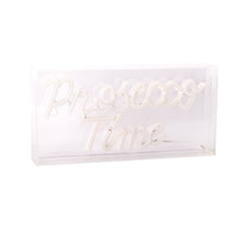 Afbeelding in Gallery-weergave laden, LED Letterlicht "Prosecco Time" – 30 x 15 cm – Blauw en Magentarood – Voor Binnengebruik