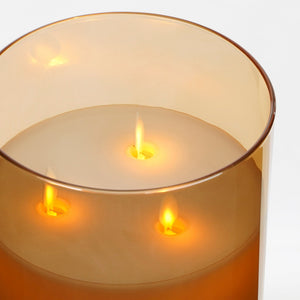 LED Candle - H20 x Ø15 cm - Glass/Wax - Gold