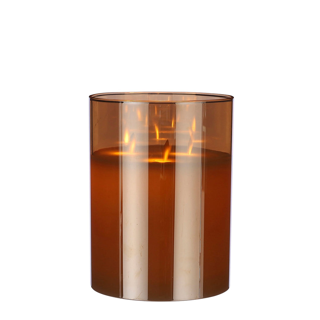 LED Candle - H20 x Ø15 cm - Glass/Wax - Gold