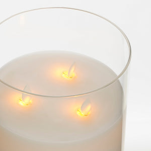 LED Candle - H20 x Ø15 cm - Glass/Wax - Transparent